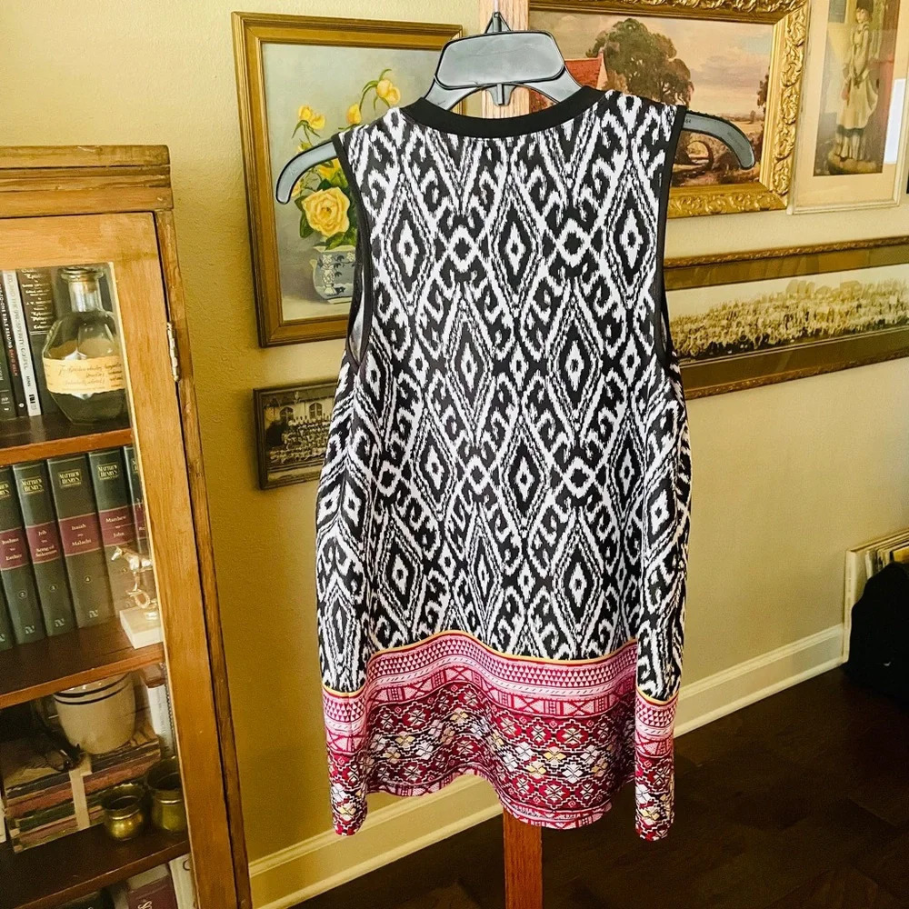 Alyx women’s sleeveless ikat stretch tunic top SZ M black white red - Picture 5 of 8